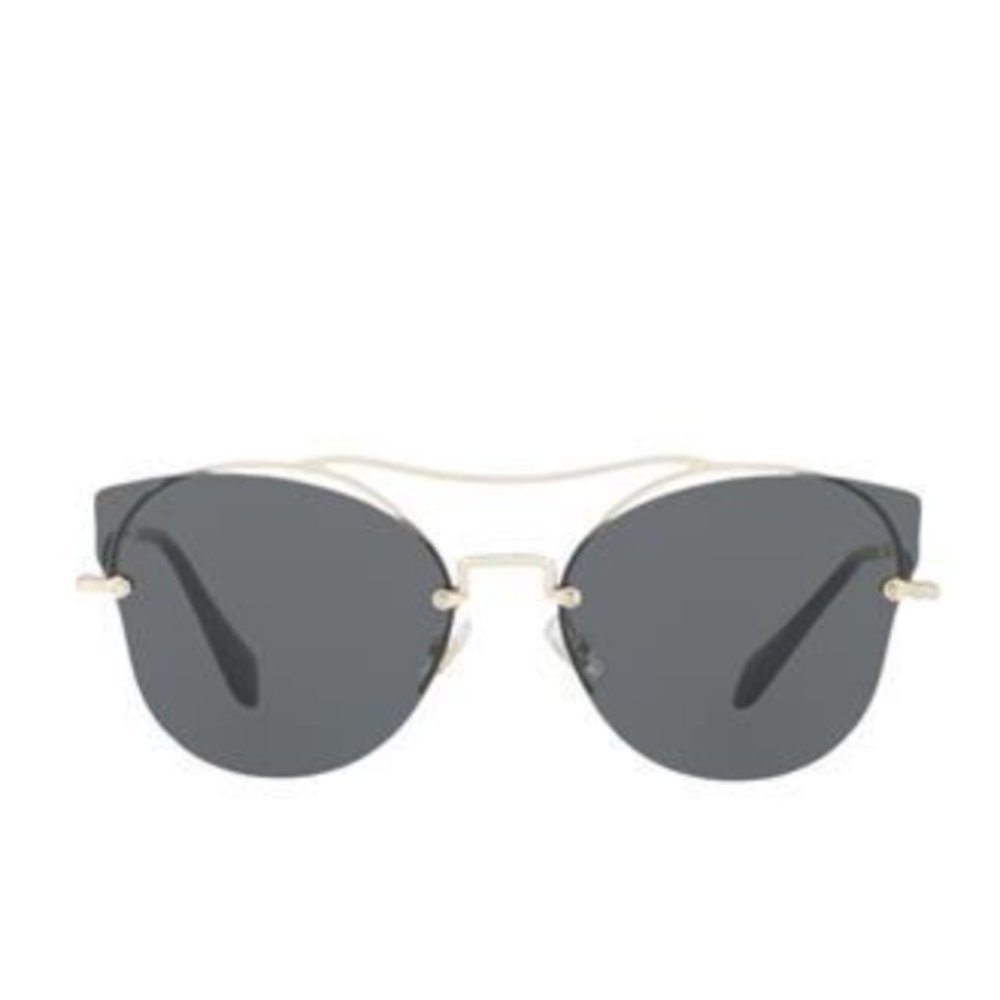 MIU MIU Black Gold Rimless Butterfly Sunglasses